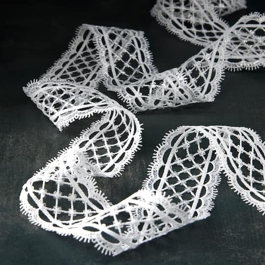 1.75'' x 2yd. Lace Sequined Ribbon by Celebrate It®